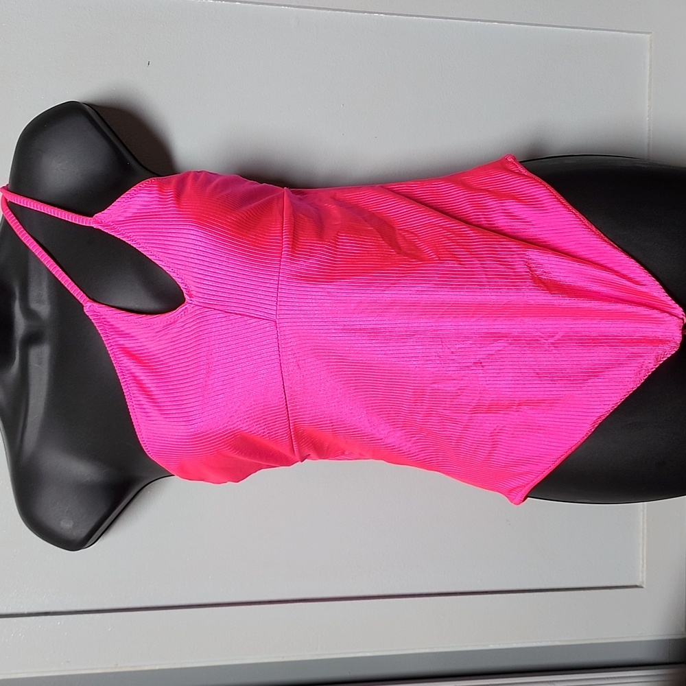 Aerie Vibrant Pink One-Shoulder Swimsuit